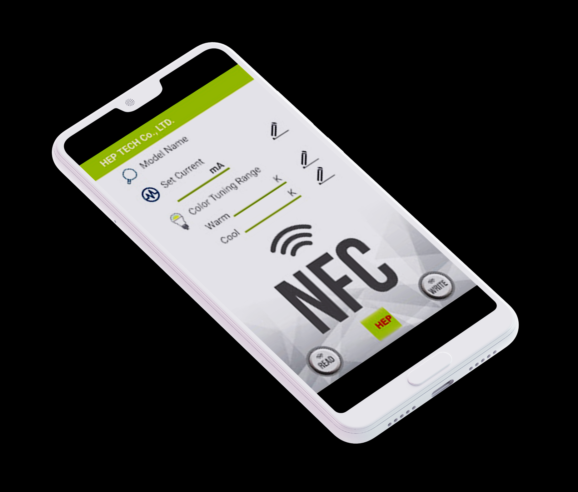 HEP NFC App zur einfachen Programmierung von LED Treibern via NFC